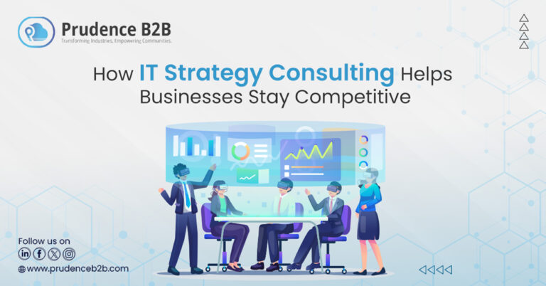 Business professionals discussing IT strategy consulting to drive competitive advantage.